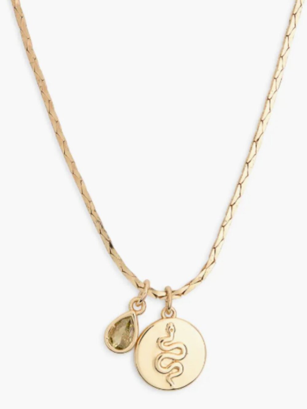 NWT Ettika Gold Snake Coin Pendant Necklace Peridot Crystal